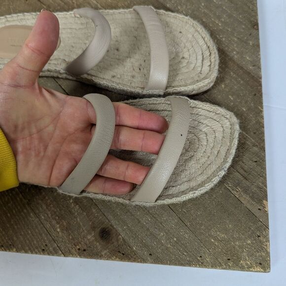 Everlane Leather Espadrille Sandals Size 8 New Flat Jute Sole Beige Minimalist S - Picture 5 of 8